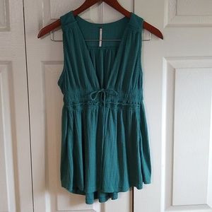 Free People Teal Beach Bound plunge Tank size Small